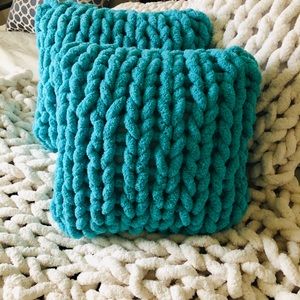 Teal Chenille Pillows